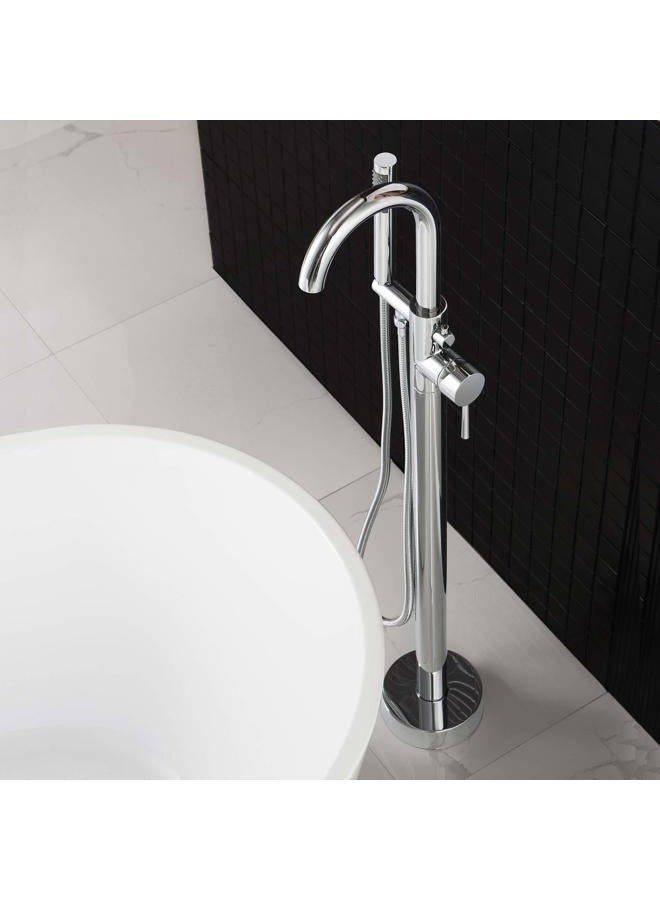 Woodbridge F0002 CH Freestanding Tub Filler Bathtub Chrome Floor Mount Brass Bathroom Faucets with Hand Shower - Image 3