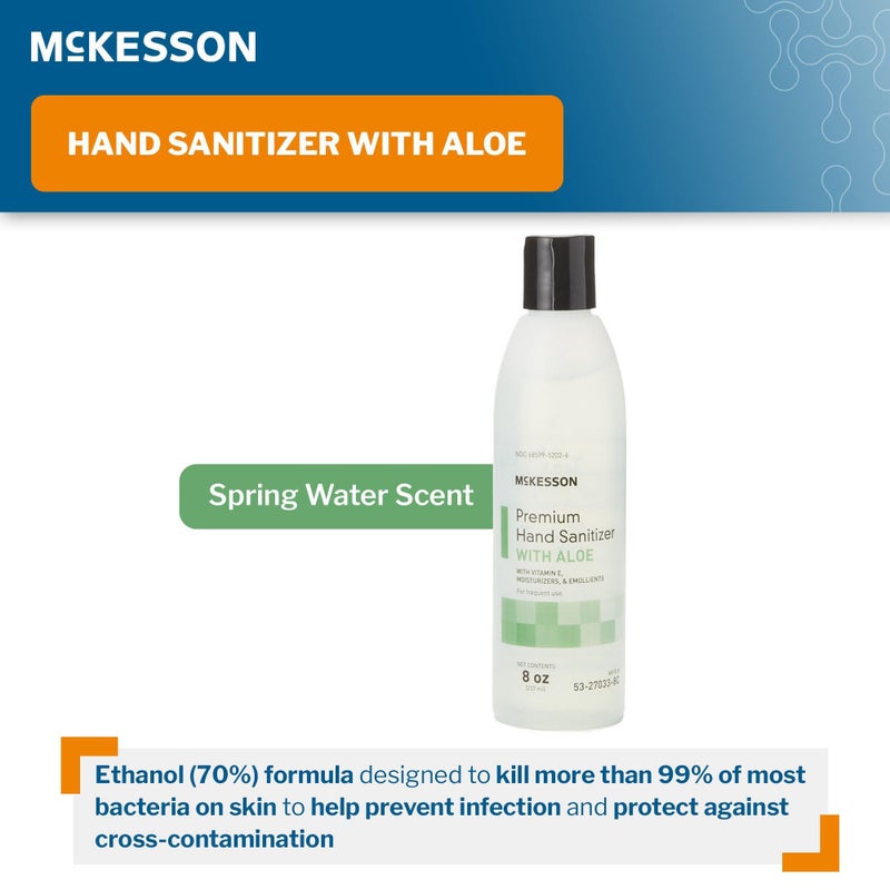 McKesson Hand Sanitizer with Aloe, 8 oz Pump Bottle [Pack of 1] â€“ 70% Ethyl Alcohol, Spring Water Scent, No-Rinse Sanitizing Gel with Vitamin E and Moisturizers, Medical-Grade - Image 3