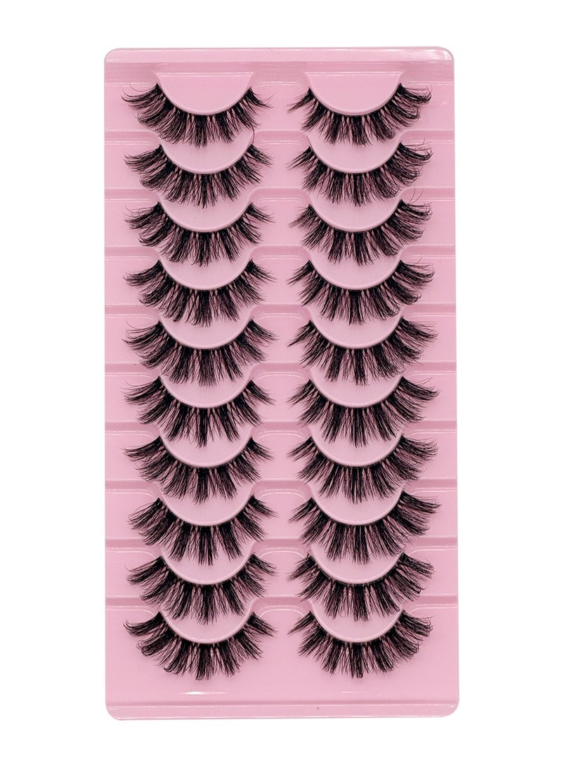 Generic （10 Pairs ）Soft Curly False  Lashes，Reusable Natural Eyelash Simulation Curl False Eyelash Natural Look Fluffy Cat Eye Wispy Lashes for Make up  - Image 2