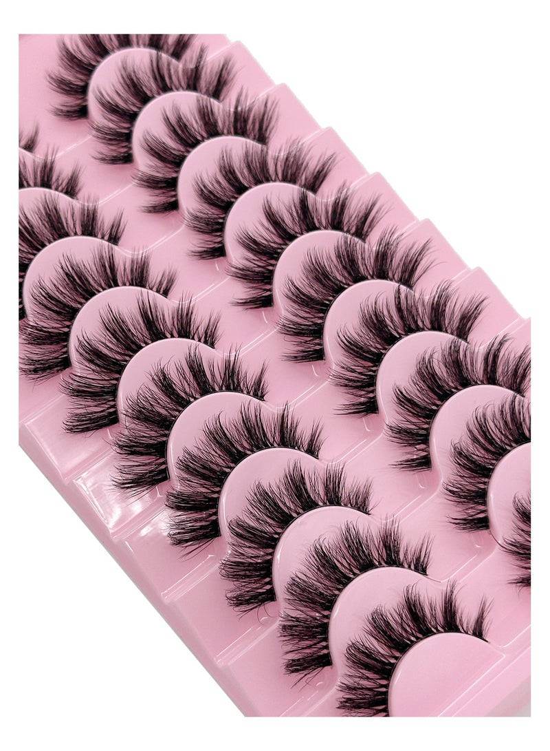 Generic （10 Pairs ）Soft Curly False  Lashes，Reusable Natural Eyelash Simulation Curl False Eyelash Natural Look Fluffy Cat Eye Wispy Lashes for Make up  - Image 4