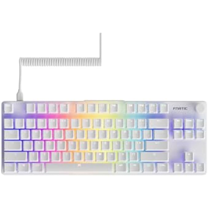 Fnatic STREAK80 LP WHITE TKL MECHANICAL LOW PROFILE PRO GAMING KEYBOARD, SPEED SWITCHES WITH SHORT KEY-TRAVEL, LED RGB, PBT KEYCAPS, SILENT PORON FOAM, US ANSI LAYOUT QWERTY - Image 1