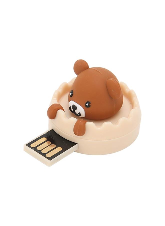 Thoraya Creative cartoon USB flash drive rotating high speed USB flash drive USB flash drive brown bear + ring buckle 16GB  - Image 3