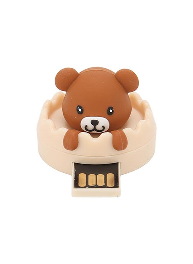 Thoraya Creative cartoon USB flash drive rotating high speed USB flash drive USB flash drive brown bear + ring buckle 16GB  - Image 1