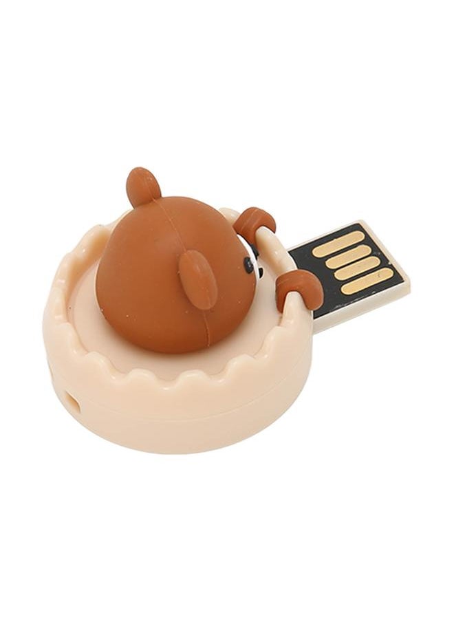 Thoraya Creative cartoon USB flash drive rotating high speed USB flash drive USB flash drive brown bear + ring buckle 16GB  - Image 4