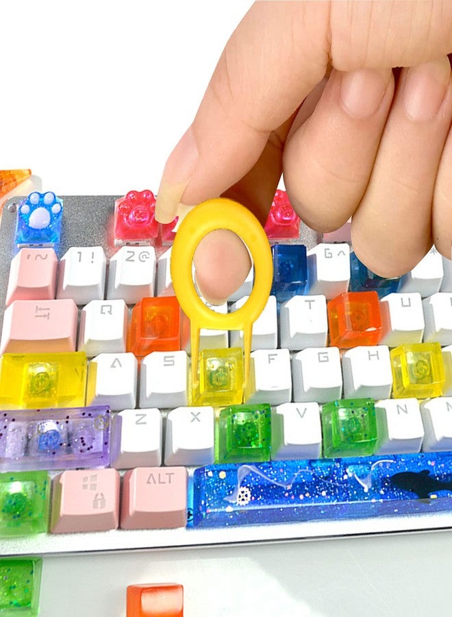 Aulufft Resin Keycaps Mold, Aulufft 1 Set Keycaps Mold DIY Crystal Casting Key Cap Silicone Mold with Key Puller and Finger Cover for Mechanical Gaming Keyboards Crafts Handmade Making Tools - Image 5