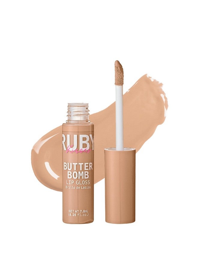 Ruby Kisses Lip Gloss Butter Bomb Gloss Non Sticky Lip Gloss Vitamin E Natural Nude Lip Makeup 7.8Ml (0.26 Us Fl.Oz) (White Lie) - Image 1