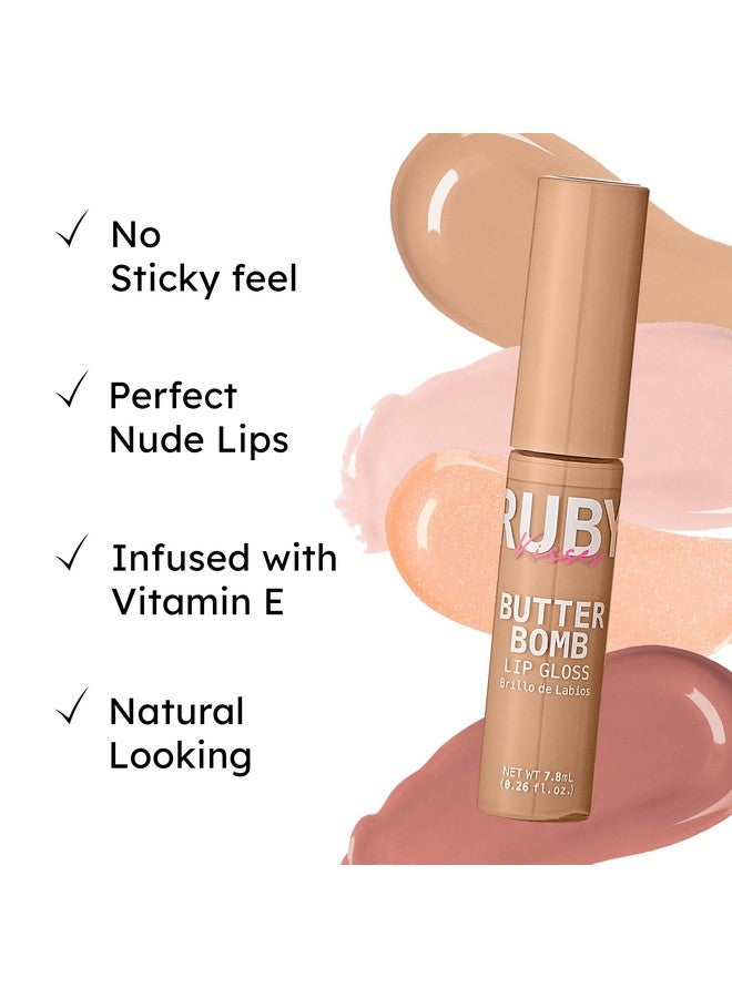 Ruby Kisses Lip Gloss Butter Bomb Gloss Non Sticky Lip Gloss Vitamin E Natural Nude Lip Makeup 7.8Ml (0.26 Us Fl.Oz) (White Lie) - Image 4