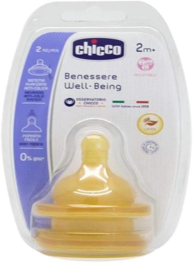 Chicco 00020832200000 welfare adjustable rubber teat 2 x orange, 2 months