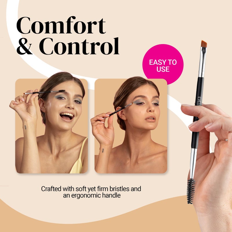 KESHIMA Angled Eyeliner Brush Duo â€“ Extra Fine Precision Eye Liner Brush & Spoolie â€“ Dual-Ended Tool for Liner Application, Eyebrow Grooming, Shaping & Blending Powders, Gels & Liquids - Image 2
