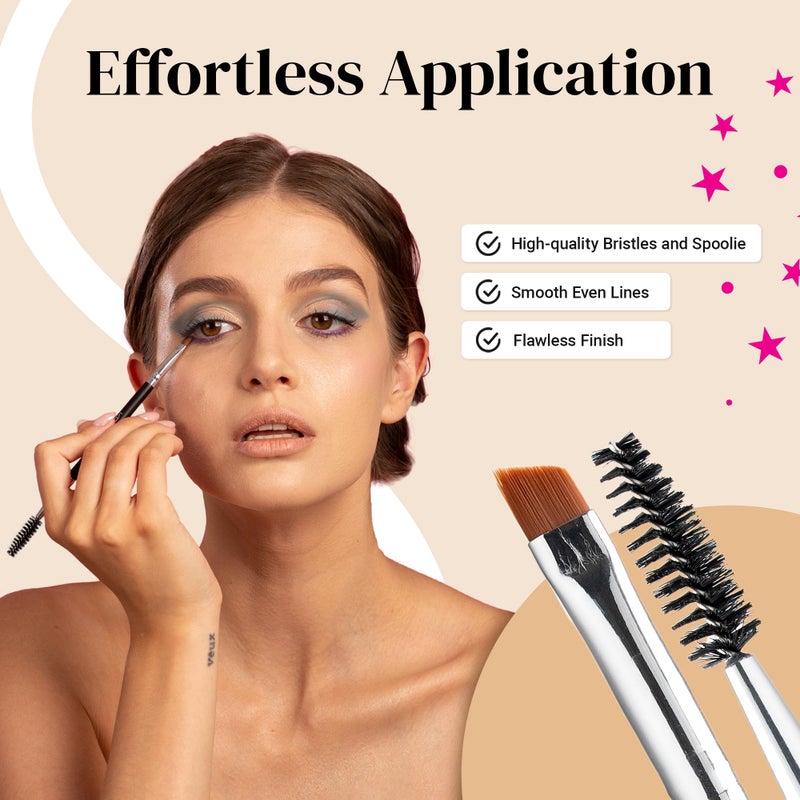 KESHIMA Angled Eyeliner Brush Duo â€“ Extra Fine Precision Eye Liner Brush & Spoolie â€“ Dual-Ended Tool for Liner Application, Eyebrow Grooming, Shaping & Blending Powders, Gels & Liquids - Image 4