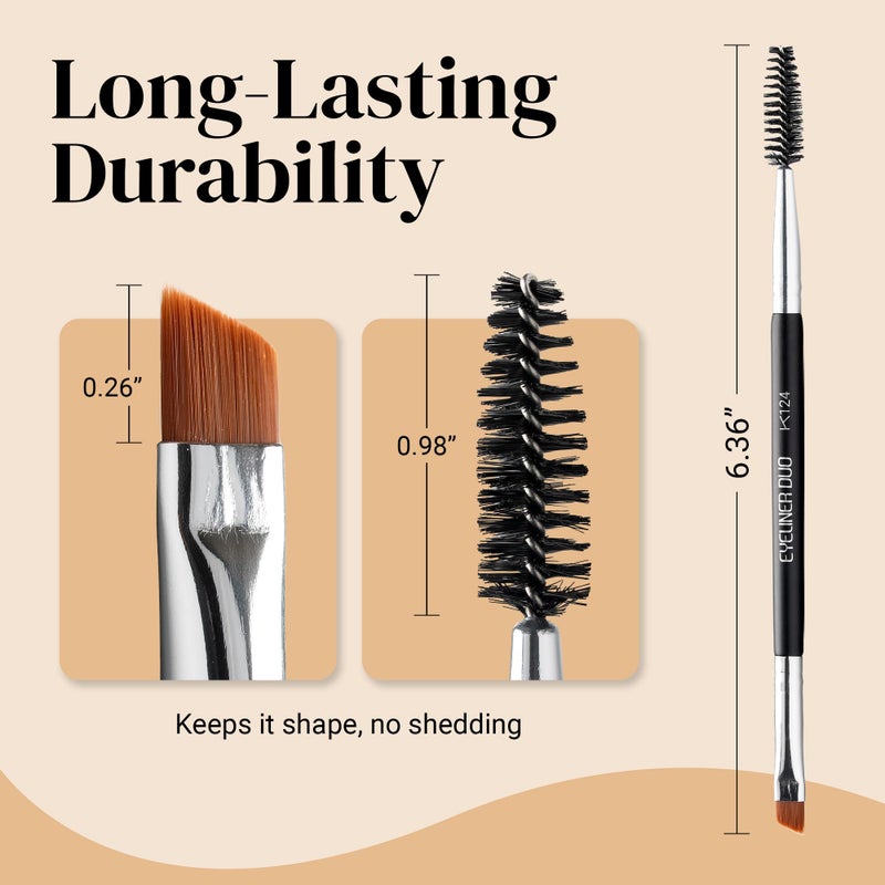 KESHIMA Angled Eyeliner Brush Duo â€“ Extra Fine Precision Eye Liner Brush & Spoolie â€“ Dual-Ended Tool for Liner Application, Eyebrow Grooming, Shaping & Blending Powders, Gels & Liquids - Image 3