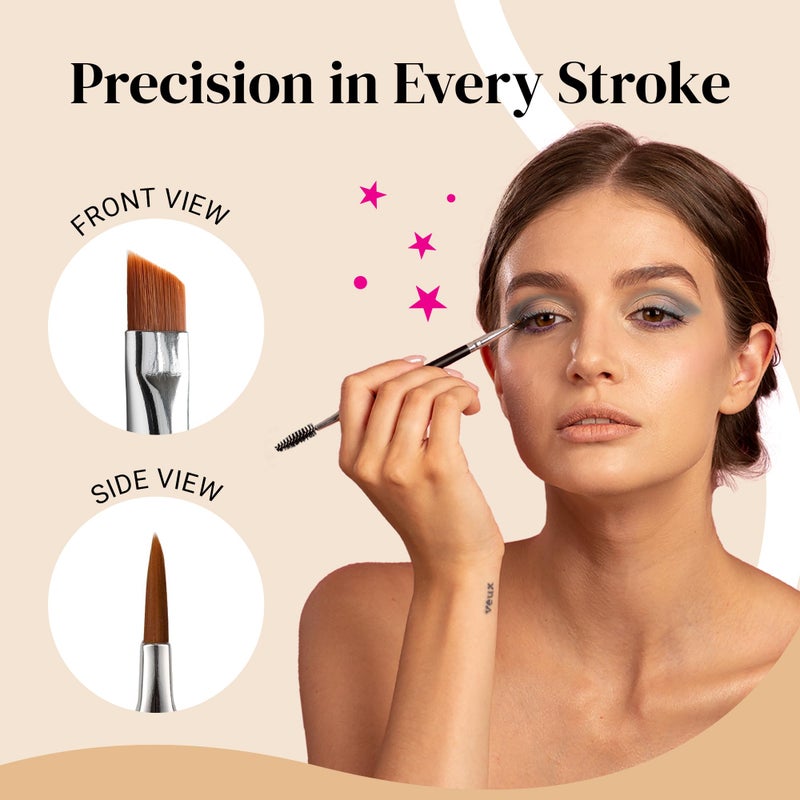 KESHIMA Angled Eyeliner Brush Duo â€“ Extra Fine Precision Eye Liner Brush & Spoolie â€“ Dual-Ended Tool for Liner Application, Eyebrow Grooming, Shaping & Blending Powders, Gels & Liquids - Image 5