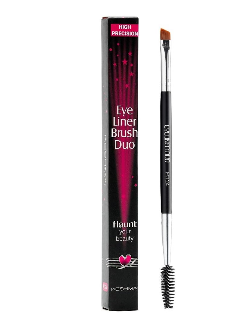 Keshima Keshima Eyeliner Brush Duo - with Extra Fine Angled Eyeliner Brush for High Precision Eye Liner Brush Application, and Spoolie Brush for Eyebrow Grooming and Shaping  - Image 1