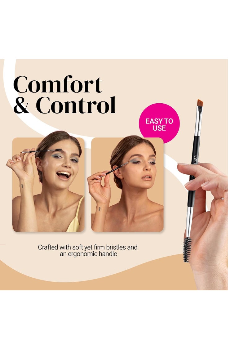 Keshima Keshima Eyeliner Brush Duo - with Extra Fine Angled Eyeliner Brush for High Precision Eye Liner Brush Application, and Spoolie Brush for Eyebrow Grooming and Shaping  - Image 2