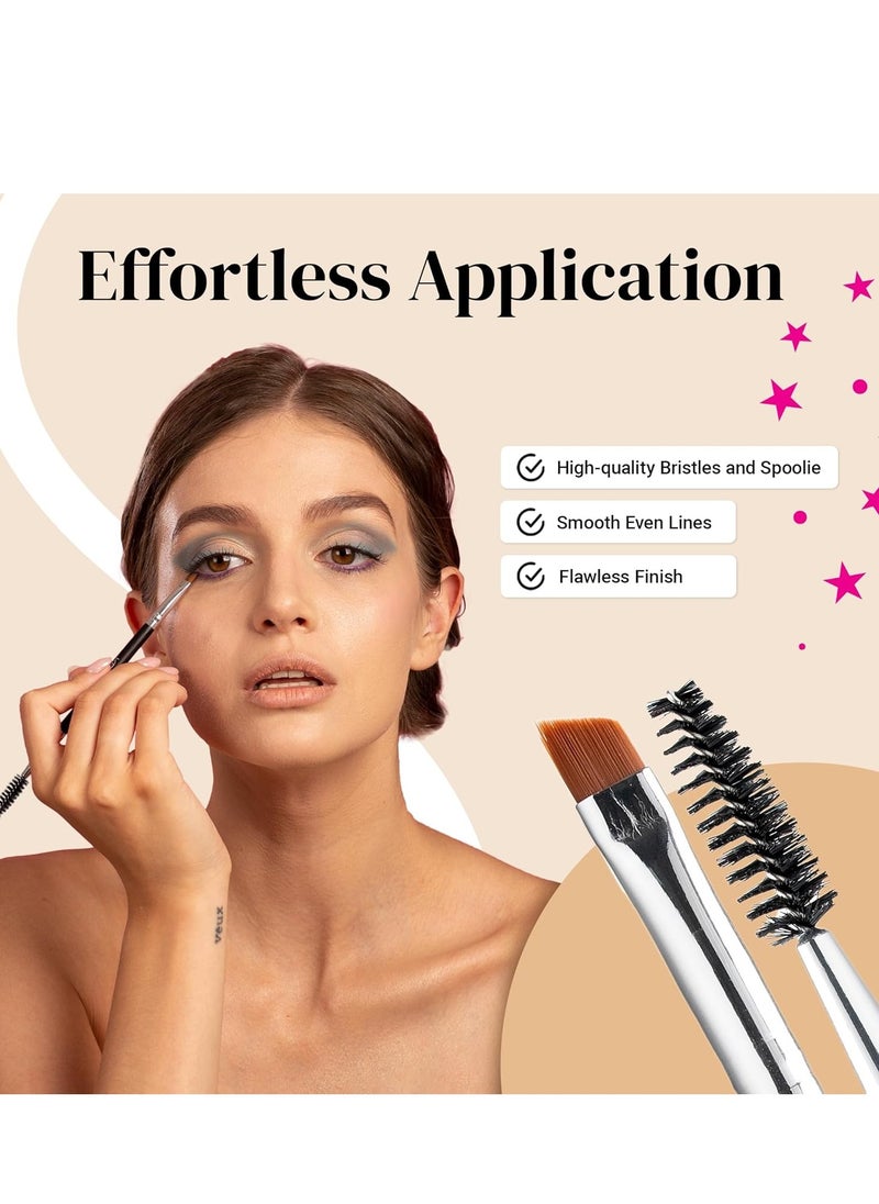 Keshima Keshima Eyeliner Brush Duo - with Extra Fine Angled Eyeliner Brush for High Precision Eye Liner Brush Application, and Spoolie Brush for Eyebrow Grooming and Shaping  - Image 3
