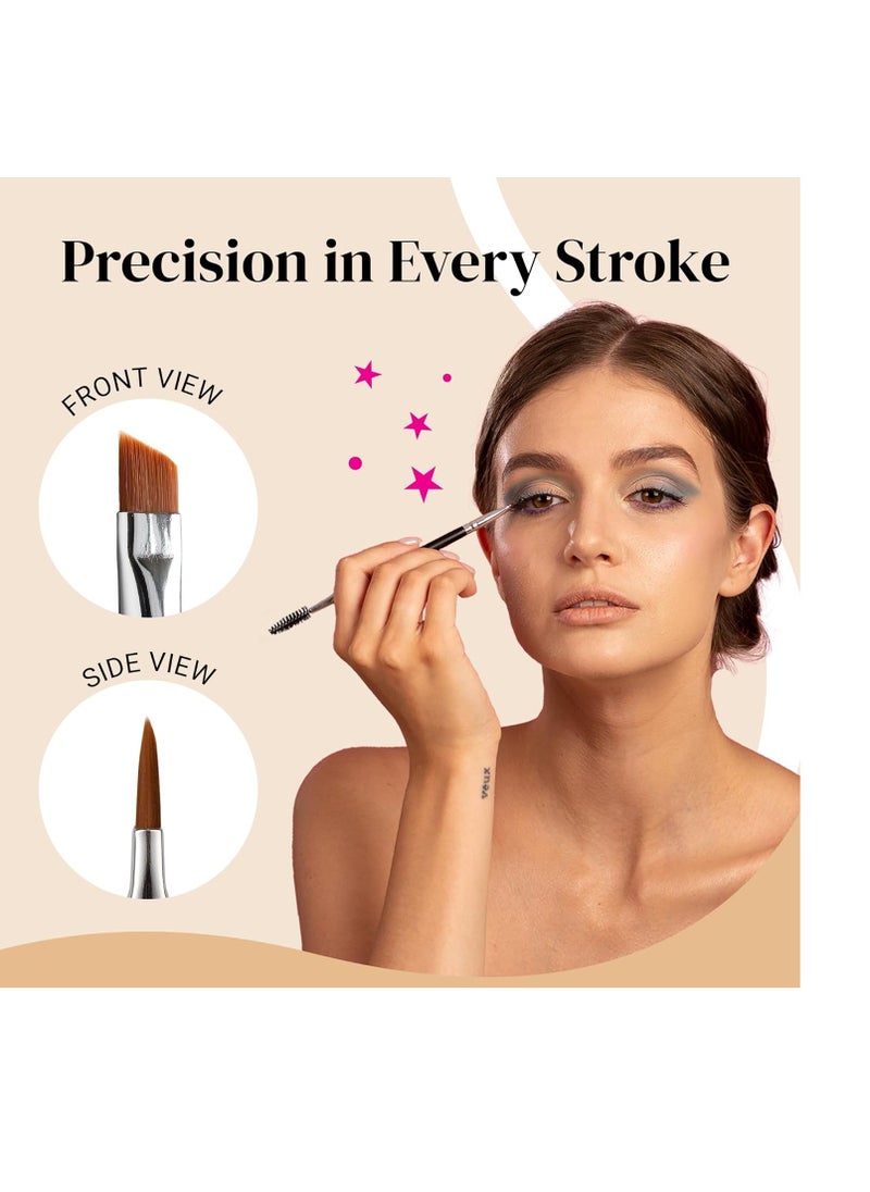 Keshima Keshima Eyeliner Brush Duo - with Extra Fine Angled Eyeliner Brush for High Precision Eye Liner Brush Application, and Spoolie Brush for Eyebrow Grooming and Shaping  - Image 4