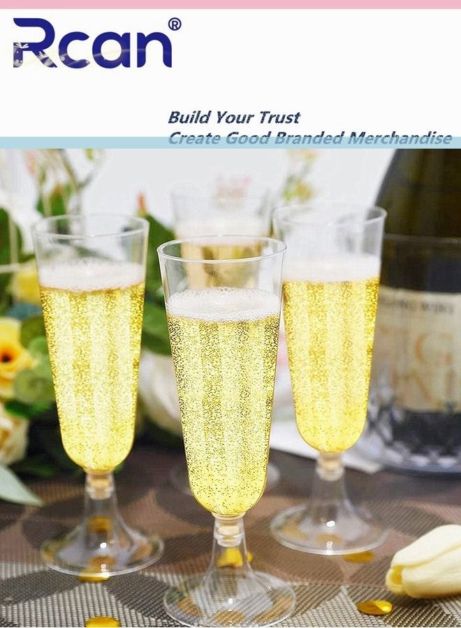 ركان 6 قطع من الأكواب البلاستيكية للاستعمال مرة واحدة ، مجموعة أكواب شفافة ، لعصير الماء والحلوى والقهوة والمشروبات الساخنة أو الباردة للاستخدام في المناسبات ، أكواب 5 أوقية - Image 1