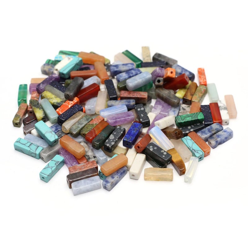 LE SKY 40 Pcs Healing Loose Beads Rectangle Shape Natural Necklace Stone Pendants Crystal Charms for Jewelry Making DIY Craft - Image 3