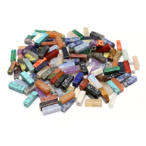 LE SKY 40 Pcs Healing Loose Beads Rectangle Shape Natural Necklace Stone Pendants Crystal Charms for Jewelry Making DIY Craft - Image 1