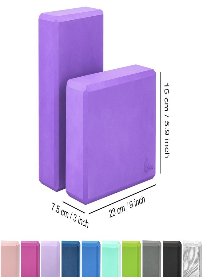 EXERZ Yoga Blocks 2Pcs Gym Bricks High Density Eva Foam (Purple) - Image 2