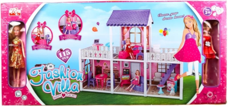 Barbie Fashion Villa Beauty Play Set 115 Pcs - 01010-972 ‎75.6X36.6X12.8Cm Multi Color