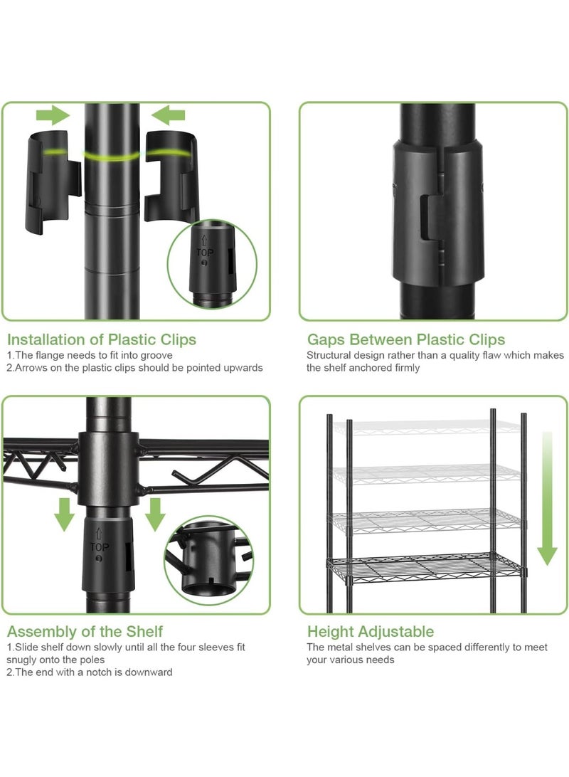 Forthcan Heavy Duty Clothes Rack on Wheels, Metal Garment Rail with 3 Hanging Rods, Shelf and Side Hook, Freestanding Wardrobe Organizer (Black, 41D × 81W × 210H cm) - Image 5