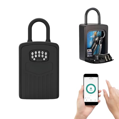 Loccess Smart Digital Lock Box for Key, APP Control Bluetooth Wireless Key Lock Box Wall Mounted Door Hanging, Remote Access Digital Safe with Code for Outdoor, Large Storage - Image 1