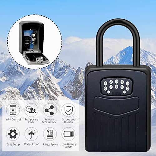Loccess Smart Digital Lock Box for Key, APP Control Bluetooth Wireless Key Lock Box Wall Mounted Door Hanging, Remote Access Digital Safe with Code for Outdoor, Large Storage - Image 3