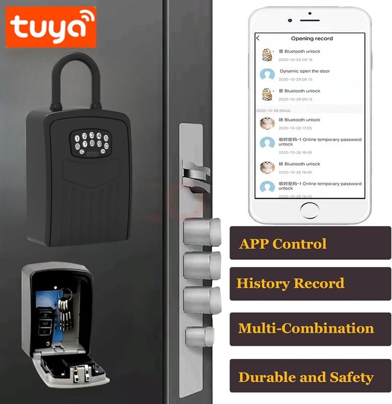 Loccess Smart Digital Lock Box for Key, APP Control Bluetooth Wireless Key Lock Box Wall Mounted Door Hanging, Remote Access Digital Safe with Code for Outdoor, Large Storage - Image 4