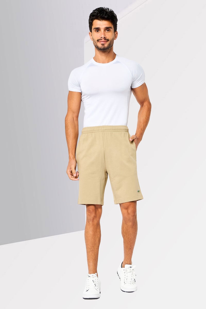 LACOSTE Men Embroidered Logo Basic Shorts, Khaki - Image 2