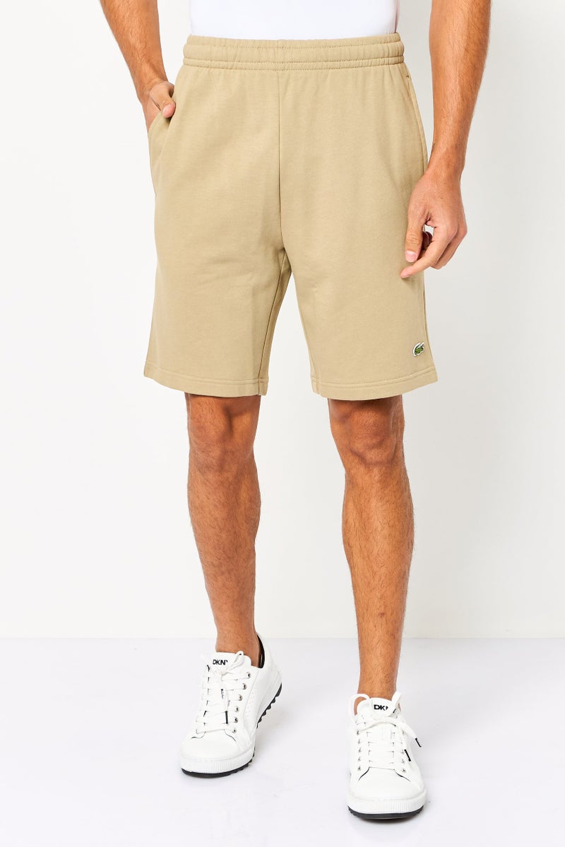 LACOSTE Men Embroidered Logo Basic Shorts, Khaki - Image 1