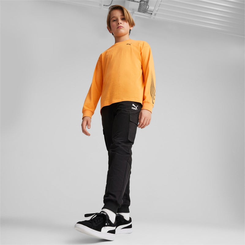 PUMA CLASSICS XCNTRY BKR Boys Orange Long Sleeve T-shirt - Image 3