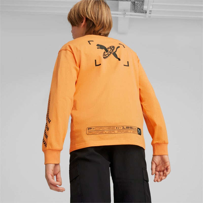 PUMA CLASSICS XCNTRY BKR Boys Orange Long Sleeve T-shirt - Image 2