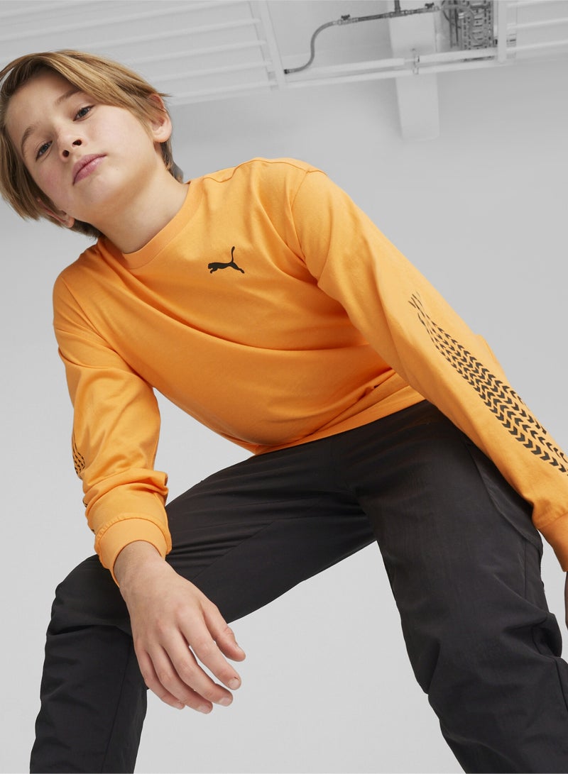 PUMA CLASSICS XCNTRY BKR Boys Orange Long Sleeve T-shirt - Image 1