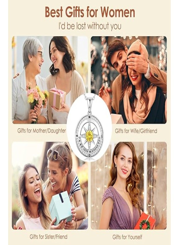 Zifeel Compass Necklace Gifts for Women wife - S925 Sterling Silver Birthstone Necklaces for Women - Anniversary Birthday Gifts for Her Wife Girlfriend - Valentines Day Mom Mothers Day  Gifts Jewelry for Women - Image 5