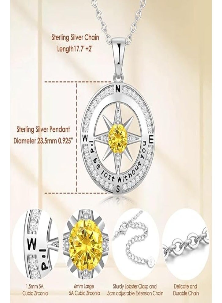 Zifeel Compass Necklace Gifts for Women wife - S925 Sterling Silver Birthstone Necklaces for Women - Anniversary Birthday Gifts for Her Wife Girlfriend - Valentines Day Mom Mothers Day  Gifts Jewelry for Women - Image 4