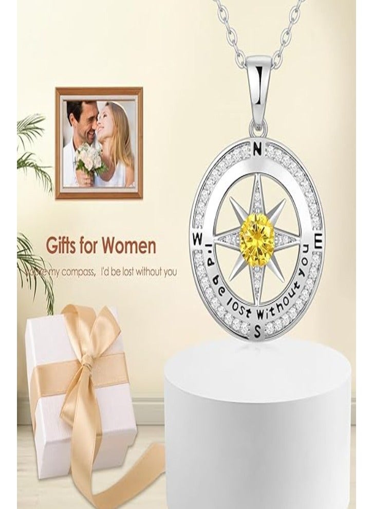 Zifeel Compass Necklace Gifts for Women wife - S925 Sterling Silver Birthstone Necklaces for Women - Anniversary Birthday Gifts for Her Wife Girlfriend - Valentines Day Mom Mothers Day  Gifts Jewelry for Women - Image 3