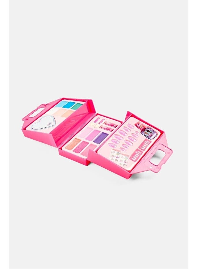 Barbie Pretend & Dress Up For Girls  - 6 eyeshadow waxes, 3 glitter lipgloss waxes, 3 lipgloss waxes, 2 lipsticks, 1 nail polish, 2 emery boards, 1 set of fake nails, 2 applicators, 1 mirror, and 2 nail stickers This package lets kids aged 6 and above - Image 3