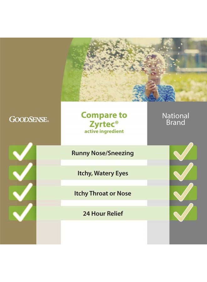 GOODSENSE الحساسية طوال اليوم، مقارنة بـ Zyrtec، أقراص Cetirizine Hydrochloride، 10 مجم، مضاد للهيستامين، 365 قرصًا - Image 2