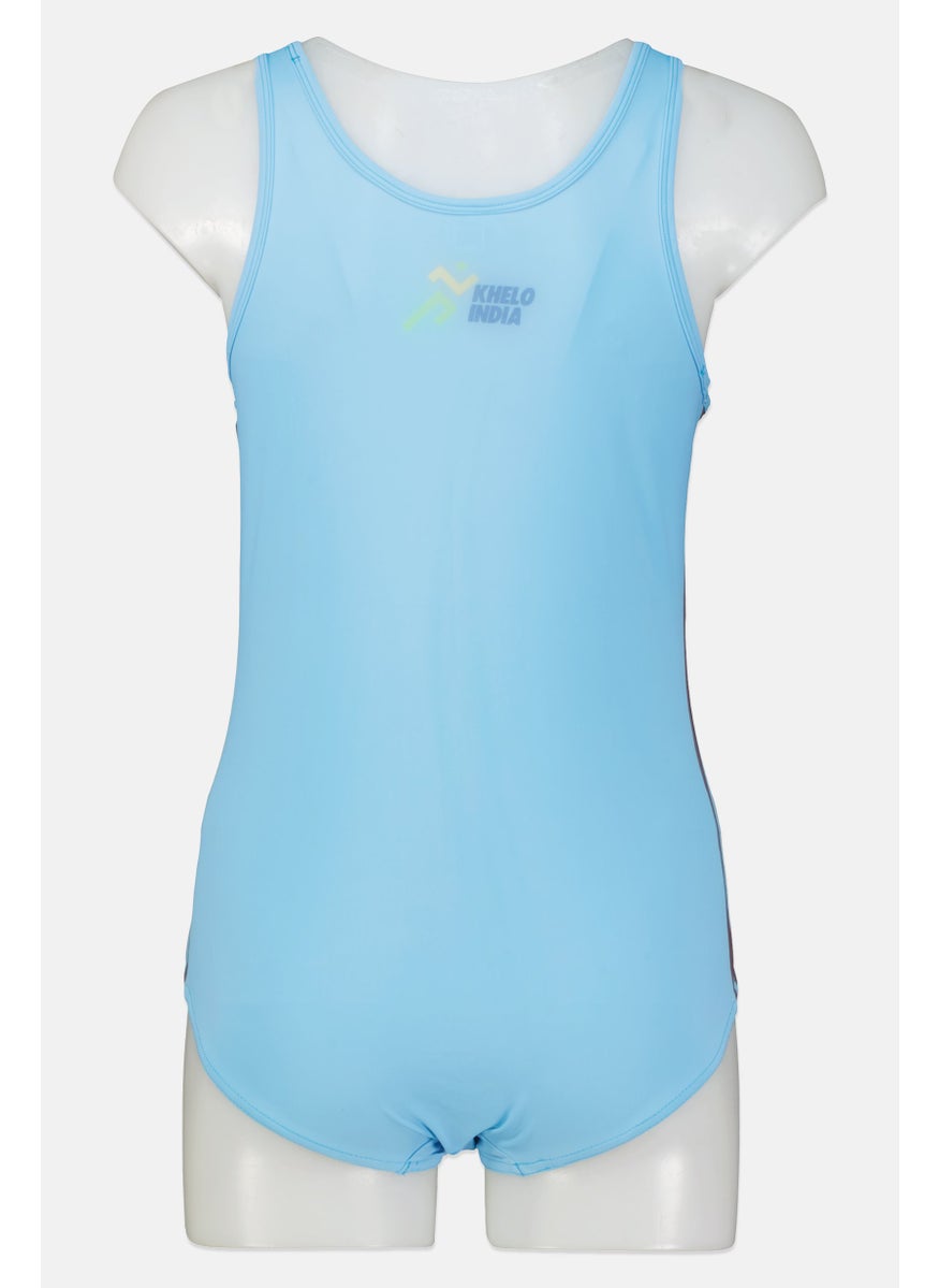 Adidas Women Graphic Print One Piece, Light Blue  - Image 2