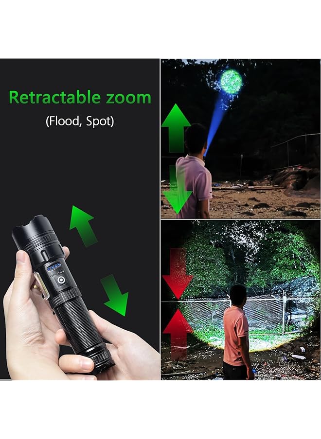 Rechargeable LED Torch Flashlight High 30000 Lumens Brightest Torch Light with 7 Modes Zoomable Waterproof High Power Flashlight for Camping Dog Walking Emergencies - Image 4