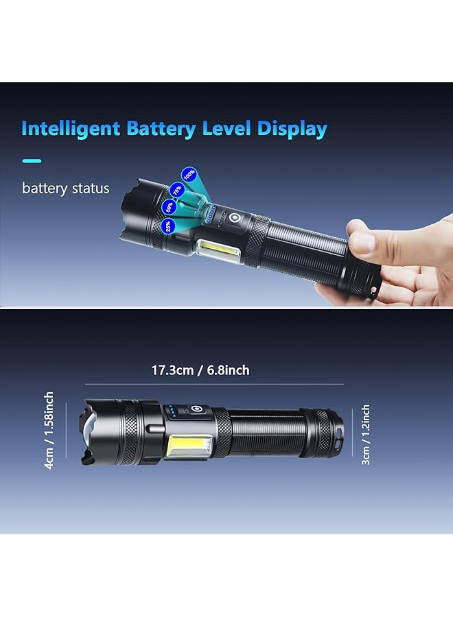 Rechargeable LED Torch Flashlight High 30000 Lumens Brightest Torch Light with 7 Modes Zoomable Waterproof High Power Flashlight for Camping Dog Walking Emergencies - Image 5