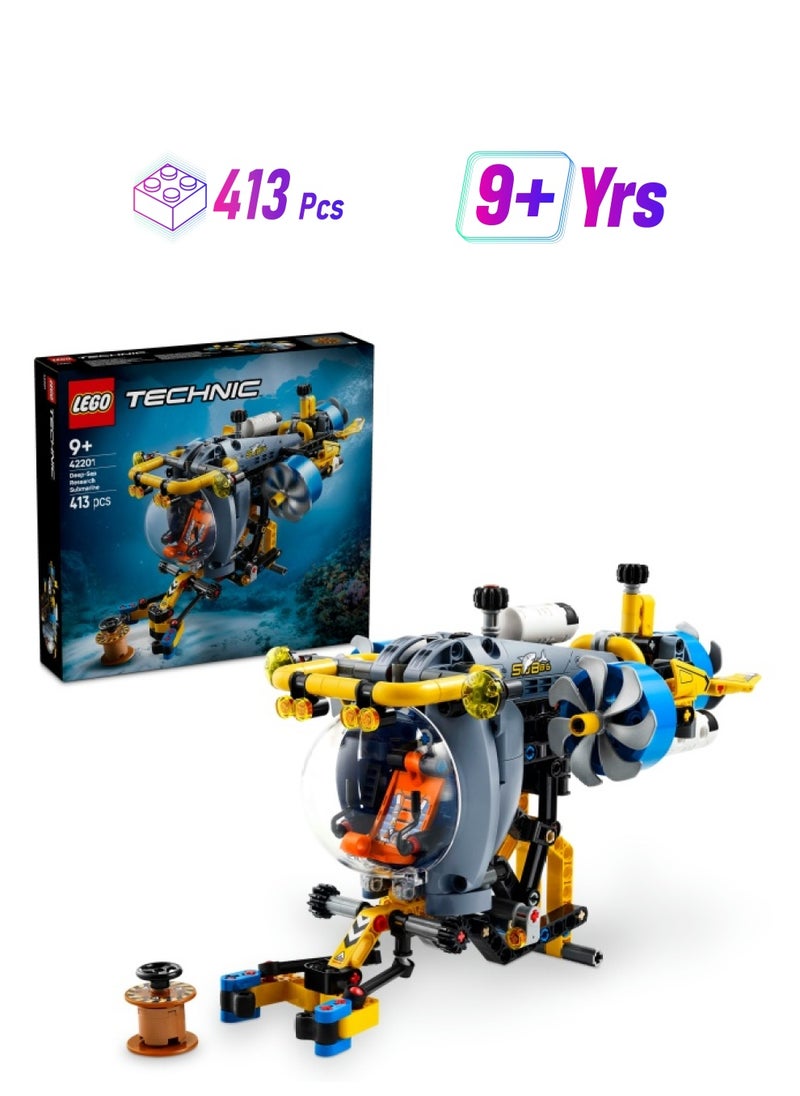 LEGO Technic Deep-Sea Research Submarine Toy - Vehicle Set with Spinning propellers, Air tanks and a cockpit for Imaginative Play - Birthday Gift for 9+ Year Old Boys & Girls 42201 (413 pieces)  - Image 1