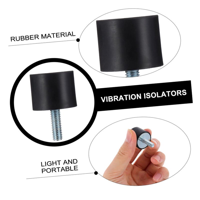 4pcs Black Shock Absorbing Rubber Pads Threaded Isolators for Air Compressor Machine Stability - Image 4