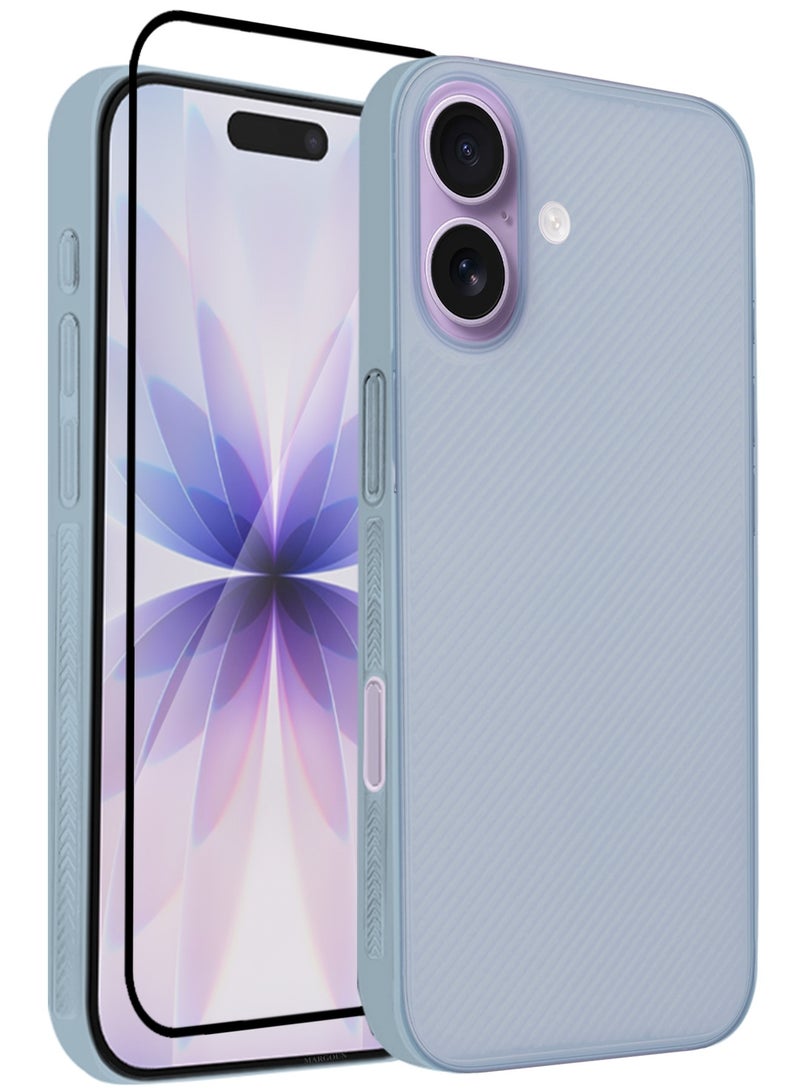2 Packs Case Cover for iPhone 17 - Sturdy Durable Ultra-Thin Case - Air Skin Line Design Transparent Back Cover - Drop Protection Cover with 3D Screen Protector - Light Blue - Image 1