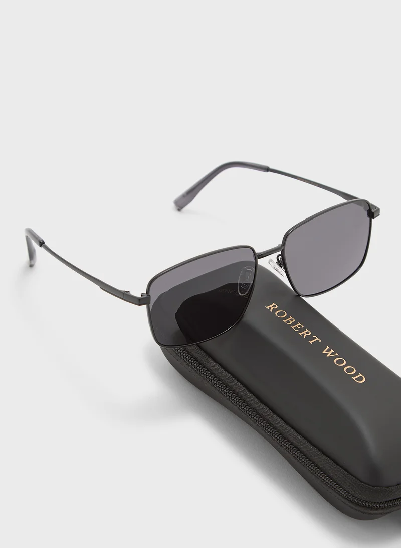 Robert Wood Polarized Lens Square Aviator Sunglasses