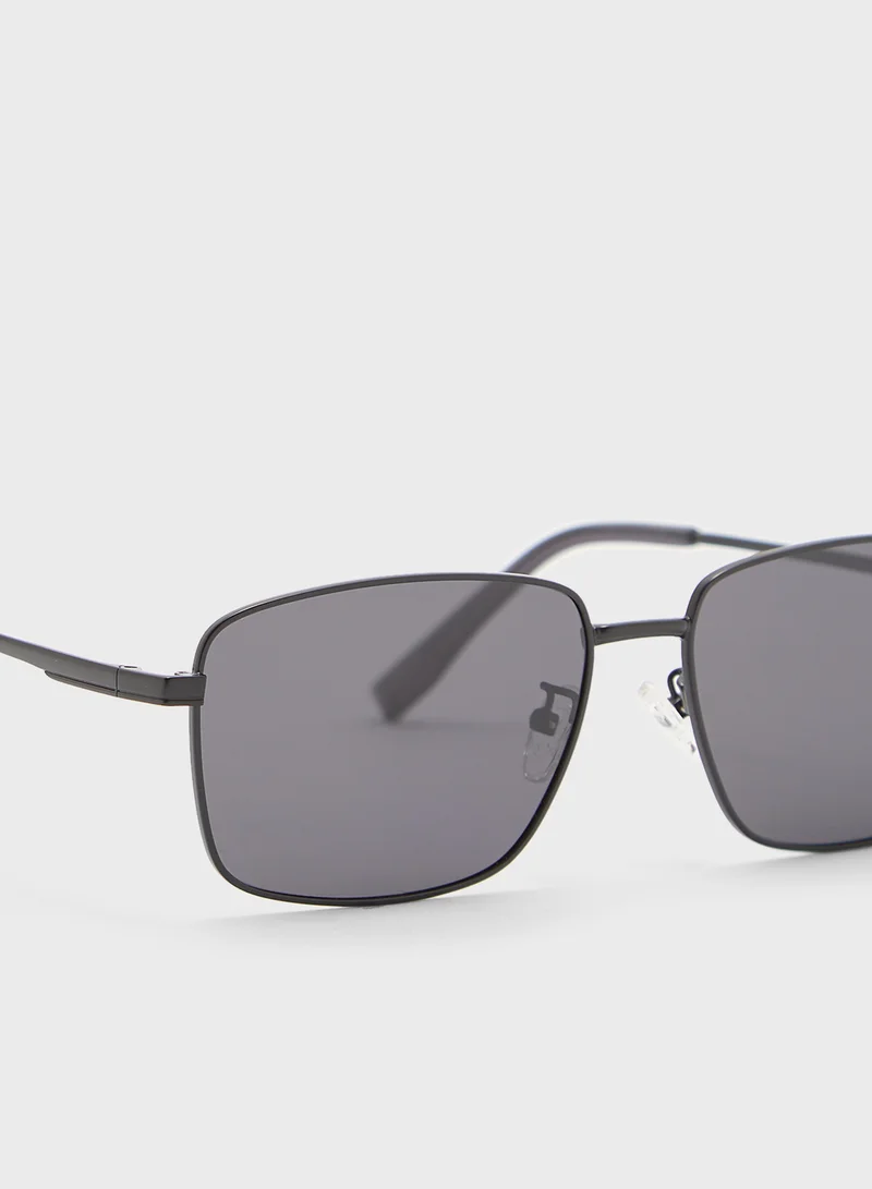 Robert Wood Polarized Lens Square Aviator Sunglasses
