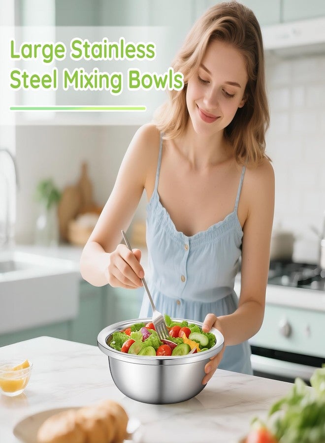 Offiper 304(18/8) Large Stainless Steel Mixing Bowls Set, 4 Pack 11.8" 5.29 Quart Big Silver Metal Food Prep Baking Bowl Heavy Duty with Flat Base for Kitchen Cooking Serving Storage Dishwasher Safe - Image 5