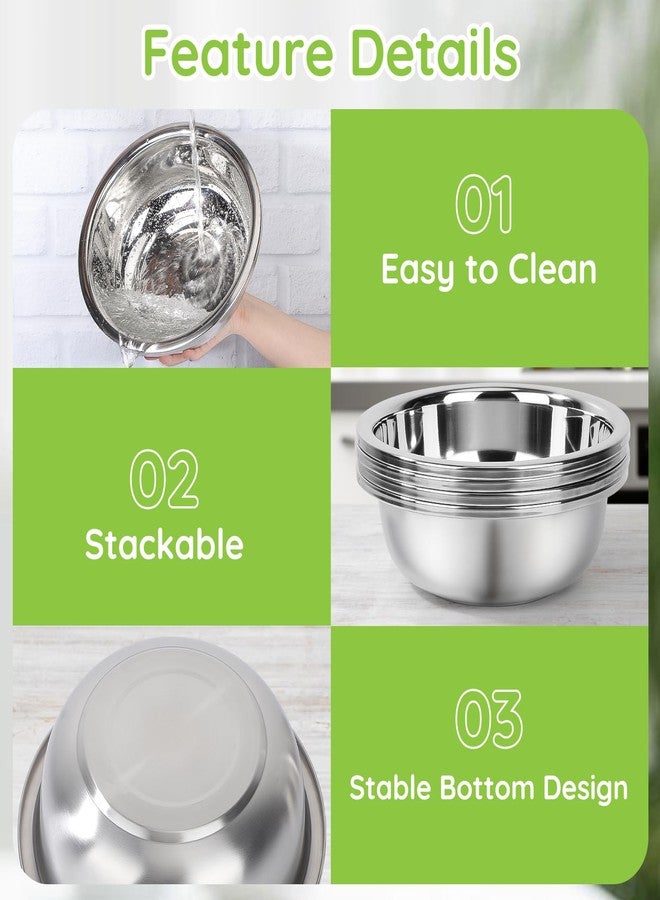 Offiper 304(18/8) Large Stainless Steel Mixing Bowls Set, 4 Pack 11.8" 5.29 Quart Big Silver Metal Food Prep Baking Bowl Heavy Duty with Flat Base for Kitchen Cooking Serving Storage Dishwasher Safe - Image 4