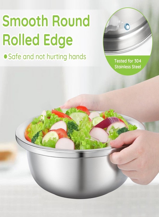 Offiper 304(18/8) Large Stainless Steel Mixing Bowls Set, 4 Pack 11.8" 5.29 Quart Big Silver Metal Food Prep Baking Bowl Heavy Duty with Flat Base for Kitchen Cooking Serving Storage Dishwasher Safe - Image 3